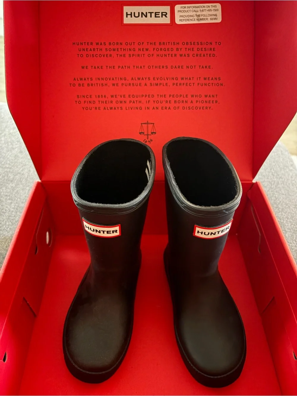 Hunter Kids First Classic Rain Boots - Black with Red Trim